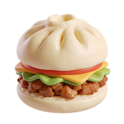 ไอคอนเบอร์เกอร์ซาลาเปาสีสันสดใสสำหรับเมนูอาหาร