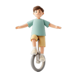 Playful Unicycle Rider Icon for Sports and Activities