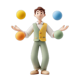 Cheerful Juggling Man Icon for Creative Projects