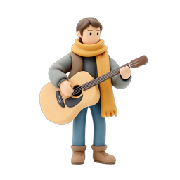 Musician Icon Playing Guitar in Cozy Attire