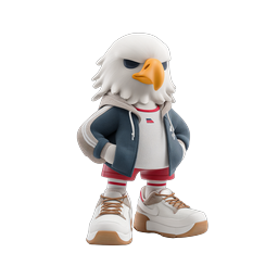 Streetwear Bald Eagle Character in Sneakers 3D Icon