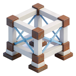 Structural Cube Framework Icon | Engineering 3D Design