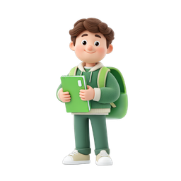 Cheerful Student Character Icon for Educational Use