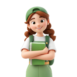 Cheerful Student Girl Icon for Educational Designs