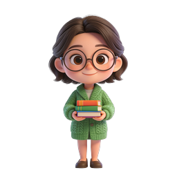 Student Girl with Books - 3D Education Icon