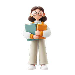 Student Girl with Books 3D Character Icon | Education Icons