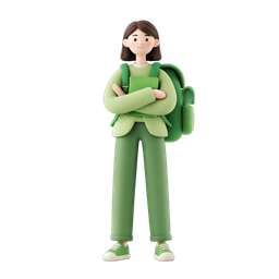 Stylish Student Icon with Backpack and Book