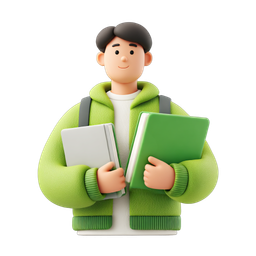 Charming Student Icon Holding Books for Education