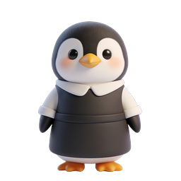 Cute Student Penguin Teacher Icon - 3D School Character