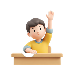 Cheerful Student Raising Hand Icon for Education