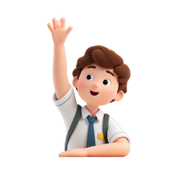Cheerful Student Raising Hand Icon for Education