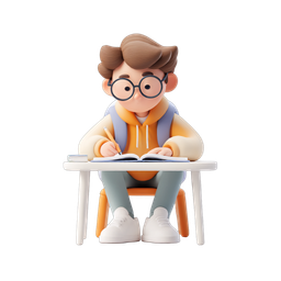 Engaging Student Studying Icon for Educational Use