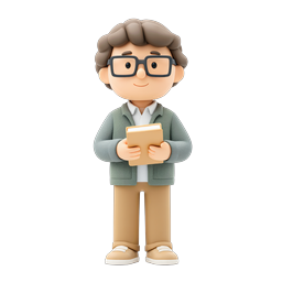 Friendly Student with Book 3D Character Icon