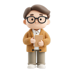 Cute 3D Student Character with Book Icon