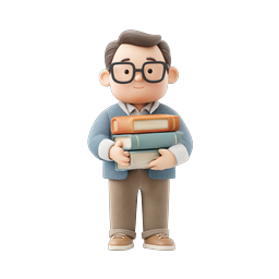 Student with Books 3D Character Icon for Education