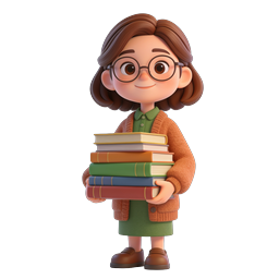 Student Holding Books 3D Character Icon for Education