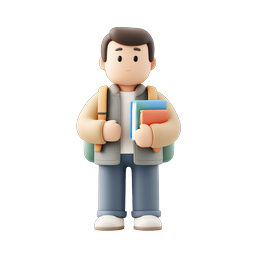 Student with Books 3D Icon | Education Character