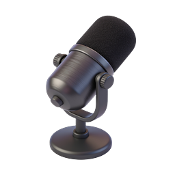 Icono de micrófono de estudio 3D para podcast y streaming