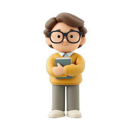 Studious Boy with Book - 3D Clay Character Icon