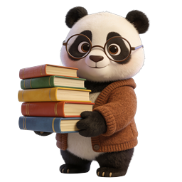 Studious Panda with Books - Cute Education Icon