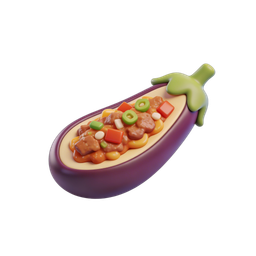 Vibrant Stuffed Eggplant Icon for Food Lovers