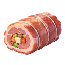 Rolled Meat Icon with Colorful Vegetables for Culinary Use