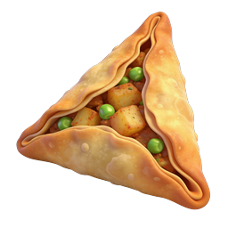 Realistic Stuffed Samosa Pastry 3D Food Icon