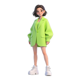 Stylish 3D Girl in Neon Green Blazer Icon