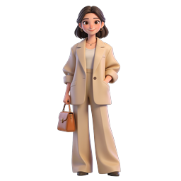 Icona elegante di personaggio 3D donna d'affari