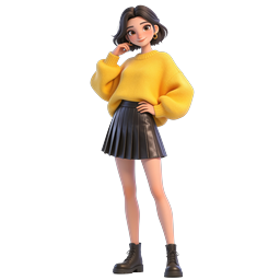 Stylish 3D Girl Character Avatar Icon - Fashion Illustration