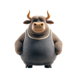 Cute 3D Bull Character Icon with Knitted Vest