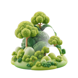 Stylized Forest Island 3D Icon - Clay Style Nature Illustration