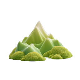 Stylized Green Mountains 3D Icon | Nature Landscape Design
