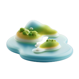 Stylized Clay Island 3D Icon for Nature Designs