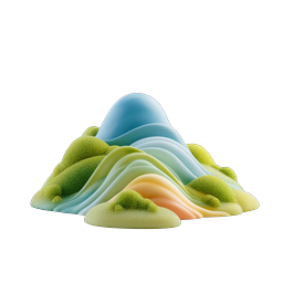 Stylized 3D Mountain Landscape Icon - Nature Design