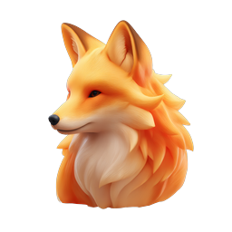 Stylized Orange Fox Portrait 3D Icon | Wildlife Animal Design