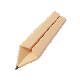 Minimalist 3D Pencil Icon for Writing & Creative Apps