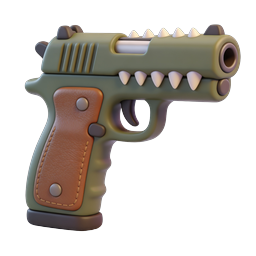 Stilisiertes 3D-Icon Pistole mit Stacheldesign
