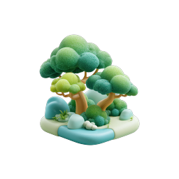 Stylized 3D Clay Tree Garden Island Illustration