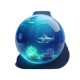 ไอคอนแอป 3D ตู้ปลาเรือดำน้ำ - ฉากฟองอากาศใต้ท้องทะเล