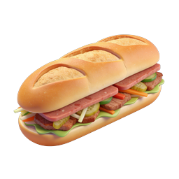 Submarine Sandwich 3D Icon - Deli Food Illustration