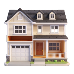 Charming Suburban House Icon - 3D Clay Style