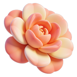 Echeveria Succulent 3D Icon | Peach Rosette Plant
