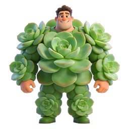 Succulent Plant Character - 3D Garden Mascot Icon