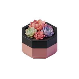 Colorful Succulent Planter Icon - Hexagonal Pot Design