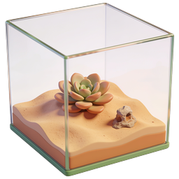 Succulent Terrarium Glass Dome Icon - Realistic 3D