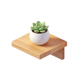Succulent Plant on Wooden Wall Shelf Icon