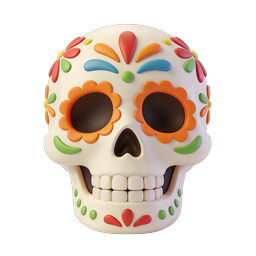 Colorful Sugar Skull 3D Icon - Day of the Dead Calavera