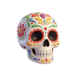 Colorful Sugar Skull 3D Icon - Day of the Dead