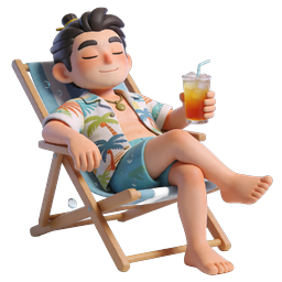 Summer Beach Relaxation 3D Character Icon